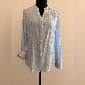 Primark Blue & White Striped Button Shirt | Navy Polka Dot Roll-Up Sleeve Top